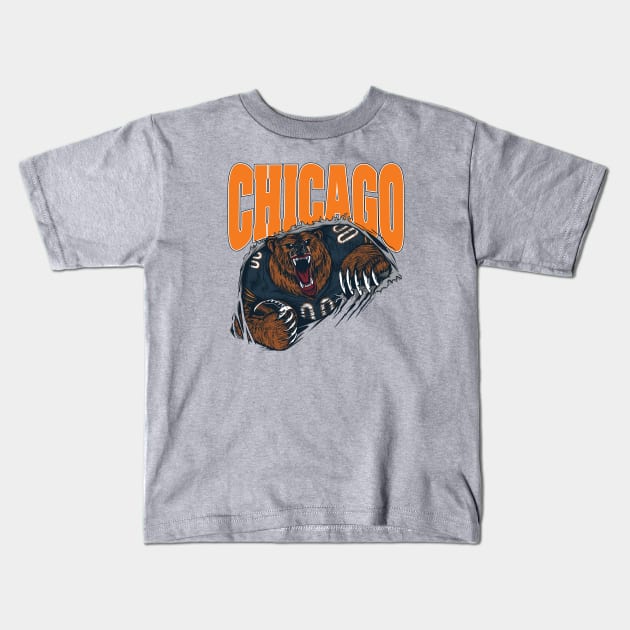 Chicago Windy City Football Bear Down Kids T-Shirt by stayfrostybro